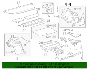 Upper front left trunk arch trim cap for Lexus CT200h 11-17 black