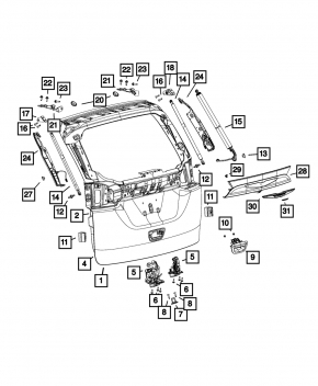 Left tailgate tilt sensor for Chrysler Pacifica 19-24