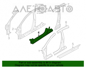 Body threshold metal with front pillar left Hyundai Sonata 15-19