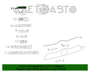 Emblem inscription AWD tailgate Toyota Highlander 14-19
