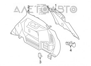 Arch trim left upper Nissan Rogue 14-20 gray for 3 rows