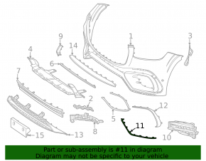 Front bumper molding lower left Mercedes X167 GLS 450 580 24-26 AMG pkg