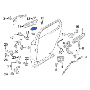 Ford Edge 15-24 black inner rear right door handle cap