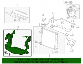 Lower radiator deflector Cadillac ATS 13-14 2.5