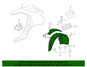 Rear right fender liner GMC Terrain 10-17