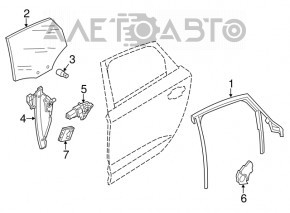 Upper rear left door molding Audi A6 C7 12-18 black with glass seal