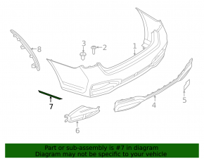 Left rear bumper molding for BMW 7 Series G11 G12 20-22