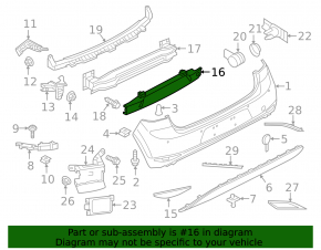 Rear Bumper Absorber VW Golf 15-17