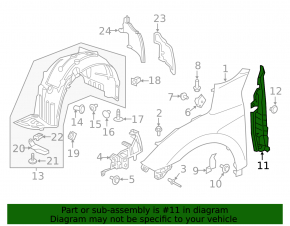 Right door-wing seal for Honda Civic X FC 16-20