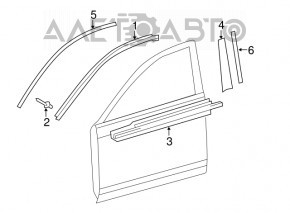 Molding door-glass central front right Toyota Camry v50 12-14 usa butt