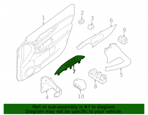 Nissan Rogue 14-20 Front Right Window Regulator Trim Black, Texture