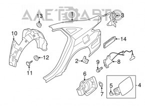 Rear left rear fender liner Hyundai Sonata 11-13 cloth