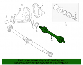 Drive axle shaft rear left Mercedes W166 ML/GLE 12-19 off road pkg