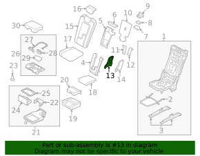 Volvo XC90 16-25 black center right seat trim, 2nd row