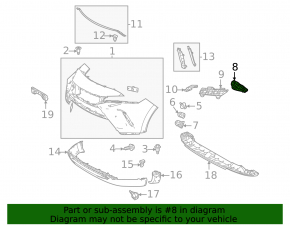 Front bumper mount wing left Toyota Venza 21-