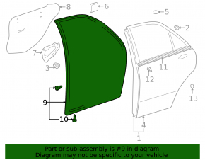 Rear right door seal for Lexus IS200 IS300 99-05