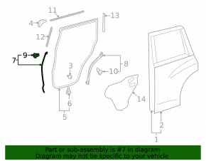 Lexus GX460 10-23 Front Rear Right Door Seal