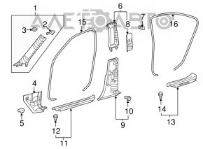 Door sill trim rear right Lexus LS460 LS600h 07-12 black