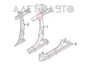 Body pillar central right Kia Forte 4d 14-16 prerest