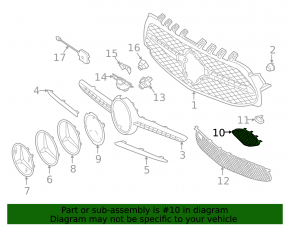 Right front bumper grille for Mercedes A-class V177 19-22 (structure)