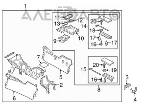 Central console armrest and cup holders Mazda CX-9 16- leather black