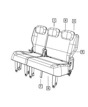 Rear seat, 3rd row, Dodge Grand Caravan 11-15, black cloth, for cleaning