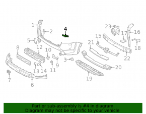 Front bumper mount on the right fender for Nissan Pathfinder 22-25