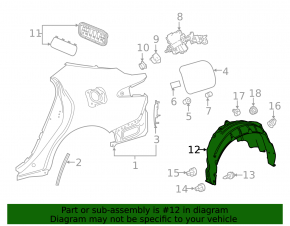 Rear right fender liner Toyota Camry v70 18-24 L/LE/XLE