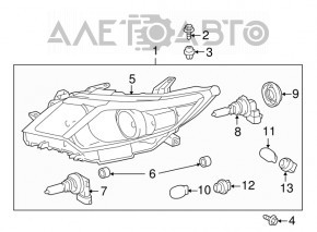 Headlight front right Toyota Camry 12-14 usa SE TYC
