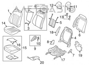 Passenger seat for Ford Fusion mk5 13-14 without airbag, leather