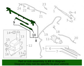 Mazda6 03-06 windshield wiper linkage with motor