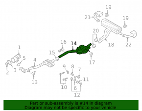 Exhaust pipe, center rear section, Porsche Cayenne 19-26 3.0T