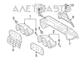 Exhaust manifold rear VW Touareg 11-17 3.6