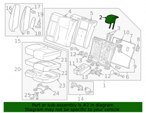 Rear left headrest, 2nd row, Buick Encore 17-22, black leather