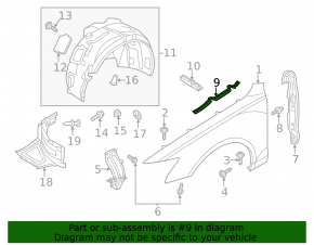 Seal wing hood-wing right Audi A6 C7 12-18 rear
