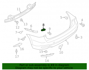 Short left rear bumper mount for Subaru Forester 14-18 SJ