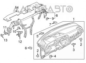 VW Tiguan 18-24 black dashboard with airbag, rusty squib