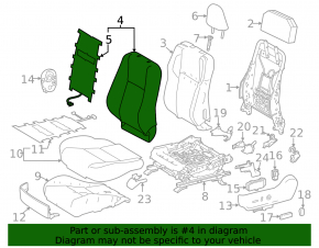 Toyota Rav4 16-18 Limited Driver's Seat Back Cover with Heating, Black Leather