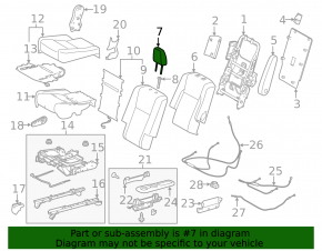 Rear left headrest, 2nd row, Toyota Highlander 14-19, black leather, brown stitching
