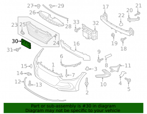 Platform for number plate of front bumper Hyundai Elantra AD 17-18