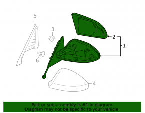 Left side mirror assembly for Infiniti FX35 FX45 03-06