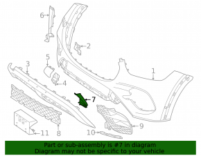 Air duct for the lower grille of the front bumper, right Mercedes W167 GLE 24-26