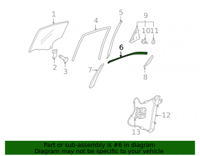 Upper rear left door molding Mazda3 03-08 HB