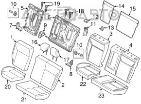 Rear seat, 2nd row, 2 pieces, Ford Focus mk3 11-14 pre-restyling, beige cloth