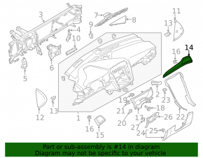 Right dashboard trim Ford Fusion mk5 13-16 graphite with wood insert