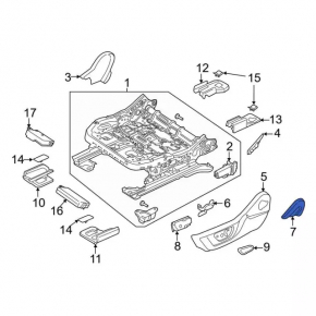 Driver's seat side trim, left, Ford Mustang mk6 18-23, black