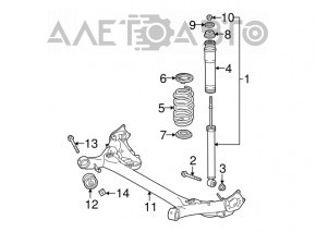 Rear left shock absorber Toyota Prius 30 10-13 with support, rusty, dented