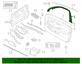 Door trim inner upper front right BMW 5 F10 11-16