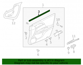 Inner front right glass seal for Honda Accord 14-15 hybrid