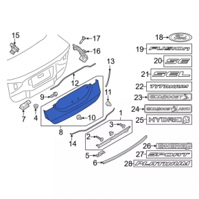 Ford Fusion mk5 17-18 boot lid trim pressed